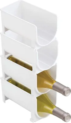 Immagine prodotto di Uniqoos® - Portaflaconi impilabili, salvaspazio, per 4 bottiglie, bianco, plastica senza BPA, dimensioni: 20,3 x 10,2 x 10,2 cm ciascuno