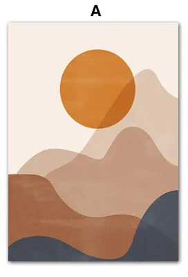Produktbild von Poster Boho Abtrakt Boho · Berge Sonne | Bilder Wohnzimmer | Wandbilder Schlafzimmer | Deko Print ohne Rahmen | Bilder  Kunstdruck · Motiv A · 21 × 30 cm