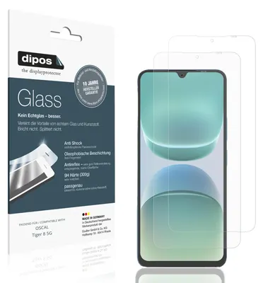 Produktbild von 2x Schutzfolie für OSCAL Tiger 8 5G matt - Anti-Shock 9H Folie dipos Glass Kunststoffglas