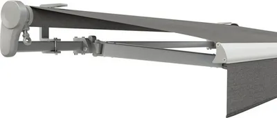 Produktbild von SOLUNA Gelenkarmmarkise Trend 4,5x3 Stoff Dessin U104 Gestell E6EV1 silber eloxiert Antrieb links inkl. Motor, Wandschal