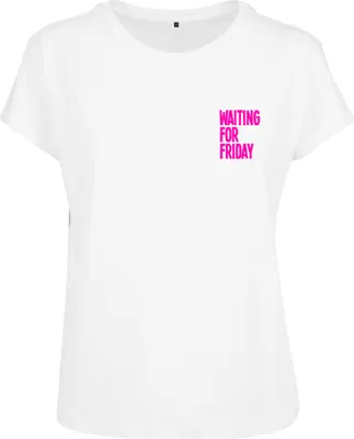 Image de T-shirt pour femme Mr. Tee Ladies Waiting For Friday Box Tee blanc/rose - L