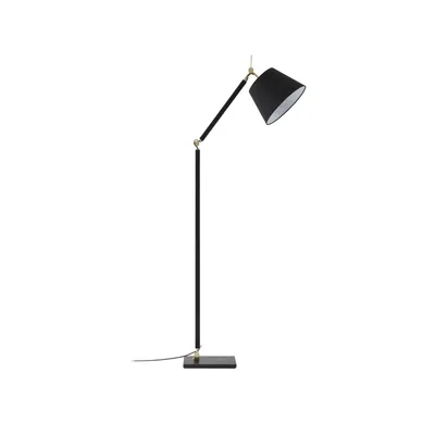 Produktbild von Lucande Stehlampe Marvaine, schwarz/goldfarben, Textil, E27