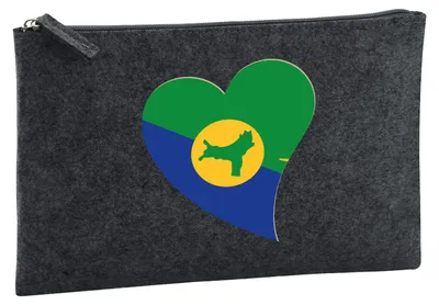 Produktbild von Huuraa Kulturbeutel Weihnachtsinsel Flagge Herz 1 Liter Charcoal Filz Kosmetiktasche Geschenkidee