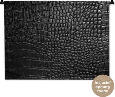 Produktbild von MuchoWow® Wandteppich Wandbehang Leder - Textur - Schwarz - Grau 90x67.5 cm Tapisserie Dekoration Wandtuch - Fototeppich - Wand-Skulpturen