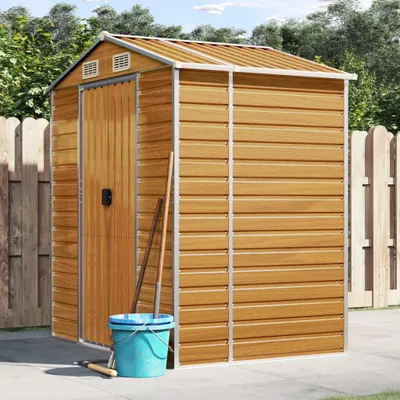 Zdjęcie produktu dla vidaXL Szopa ogrodowa Jasnobrązowa 191x130x198 cm Stal ocynkowana