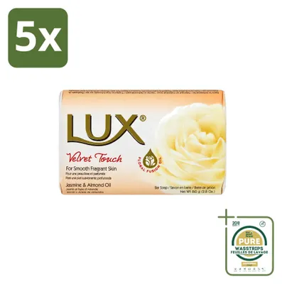 Productafbeelding van 5 x Lux Velvet Touch zeep - Hydraterend - 80 g - Voordeelverpakking - 5 stuks