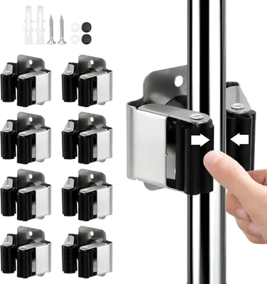 Produktbild von 8 Stück Wandhalterungen für Besen und Gartengeräte
