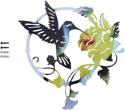 Produktbild von Runde Metall-Kolibri-Wanddekor für Garten und Wohnbereich