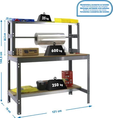 Zdjęcie produktu dla Stół warsztatowy bez parafuz SIMONWORK BT4 1200 CINZA/MADEIRA