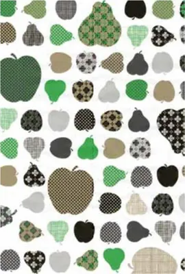 Zdjęcie produktu dla Folia samoprzylepna - folia meblowa, wzór: jabłka i gruszki, kolor: zielony - 45 cm x 200 cm