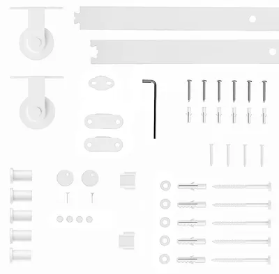 Imagen del producto de Herrajes para Puertas Correderas 200 cm Kit de Accesorios para Puerta Corredera con 2 Rieles y Guía Blanco