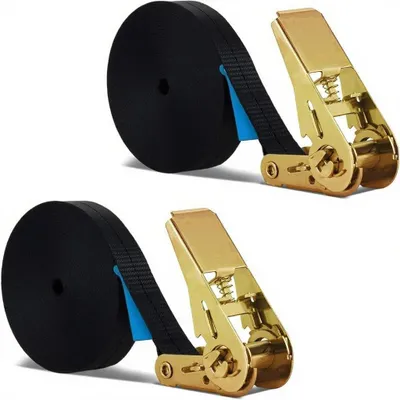 Produktbild von Ratschengurte Schwarz, BetterJonny 2 Stück x 8 m Ratschen-Befestigungsgurt 25 mm Spanngurte mit robuster Ratsche für Belastung 1000 kg für Motorrad Fahrrad Truck, insgesamt 16 m – Größe 2PCx8m(16M)
