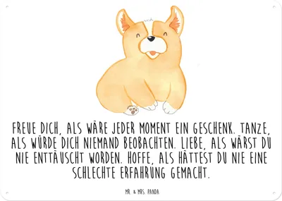 Produktbild von Mr. & Mrs. Panda Schild Corgie DIN A3 - Weiß - Geschenk, Lebensfroh, Corgi, Spruch, Türschild, Hund, Wandbild, Sprüche, wandtafel, Motivation, Metallschild, tafel