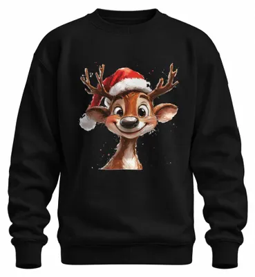 Imagen del producto de Camiseta de manga larga o sudadera navideña con estampado de reno, Papá Noel y regalo, diseño adorable y divertido, uni, color , talla L