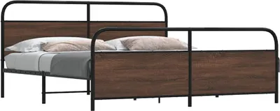 Image de Maison Exclusive - Lit en métal sans matelas, aspect chêne brun, 200 x 200 cm