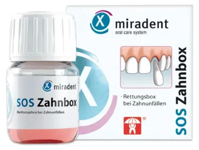 Productafbeelding van miradent SOS tanddoos, noodkit bij tandongelukken, 1 stuks. Ampullen