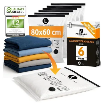 Produktbild von Vakuumbeutel für Kleidung 6 Stück Größe L 80x60cm Platzsparer Aufbewahrung