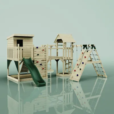 Produktbild von OutdoorToys Spielturm Tessa aus Holz in Grün Babyschaukel