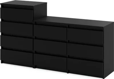 Zdjęcie produktu dla Komoda 10 Szuflad Szafka Nowoczesna 160Cm Loft Salon Sypialnia Czarny Mat