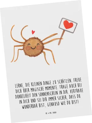 Produktbild von Mr. & Mrs. Panda Postkarte Spinne Agathe Motivation - Weiß - Geschenk, Ansichtskarte, bildkarte, Liebe, kunstkarte, Glück, Dankeschön, Vertrauen, Postkarten, Grußkarte