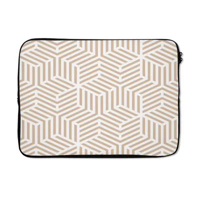 Produktbild von MuchoWow® Laptop Hülle 14 ZollBeige - Geometrie - Muster - Abstrakt Laptoptasche - Laptoptasche - Stoßsicher - Schutzhaube