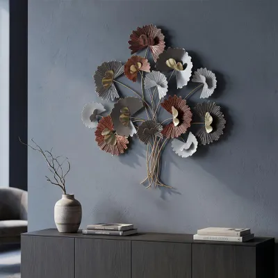 Obrázok produktu pre Dekoratívny 3D panel strom z viacfarebného kovu 78x8x80 cm