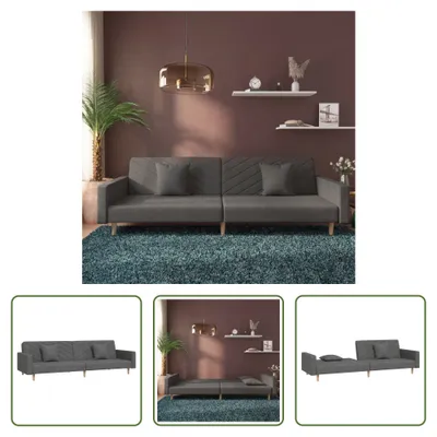 Produktbild von The Living Store Schlafsofa 2-Sitzer mit 2 Kissen Dunkelgrau Stoff