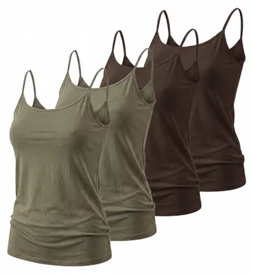 Produktbild von Trägertop 4er Set Damen Sommertop 34-42 Basic Top Spaghettiträger Stretch Top