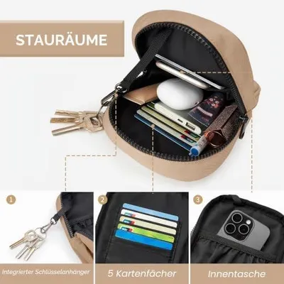 Produktbild von Uni Umhängetasche für Herren und Damen, kleine Crossbody-Tasche aus Nylon, wasserdicht, Schultertasche für Handys, ideal für Freizeit, Reisen und Beruf
