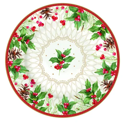 Produktbild von Kuchenteller CHRISTMAS BERRIES Mistelzweige D. 19cm Porzellan Easy Life