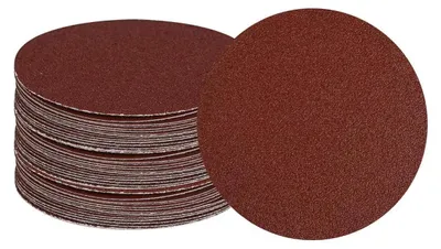 Immagine prodotto di Carta abrasiva da 100 mm con sistema di fissaggio a velcro, grana 60, confezione da 60 pezzi, ossido di alluminio