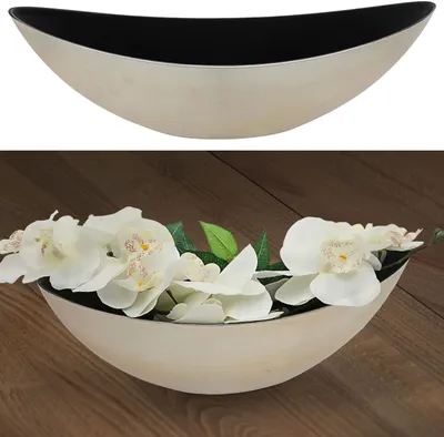 Produktbild von Deko Schale oval champagner/schwarz 55x18x14cm Kunststoff Pflanzschale Snackschale Obstschale