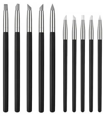 10er-Set Silikonpinsel, Doppelpinsel, verschiedene Formen, schwarz