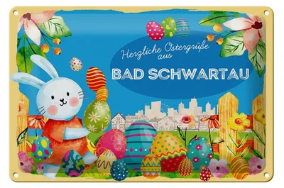 Produktbild von Blechschild Ostern Ostergrüße 30x20cm BAD SCHWARTAU