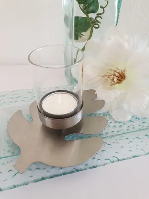 Produktbild von GI16 silberfarbend Teelichthalter Blatt
