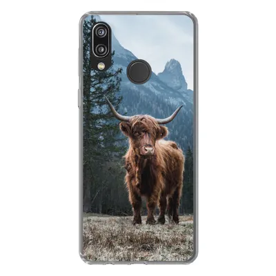 Produktbild von MuchoWow® Handyhülle Schutzhülle Hülle für Huawei P20 Lite (2020) Schottische Highlander - Berg - Landschaft - Bäume - Kuh - Natur Silikon Softcase Handy Hülle - Kartenhalter