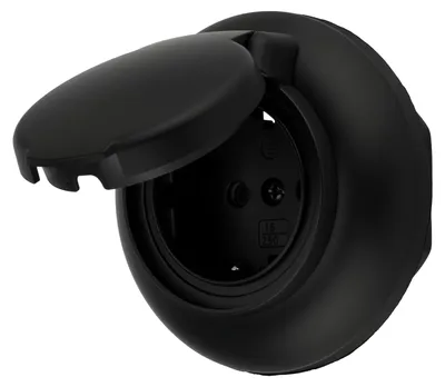Image de Prise encastrée rétro IP44 I VX1 noir mat