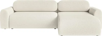 Produktbild von FEDVE Ecksofa Lome L aus weichem Stoff  mit Schlaffunktion, Weiß