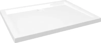 Produktbild von vidaXL Duschtasse, ABS 70x90 cm Rechteckig Weiß, glasfaserverstärkt, kratz- und fleckenbeständig, niedrige Schwelle, hochglänzend, 9 cm Abfluss