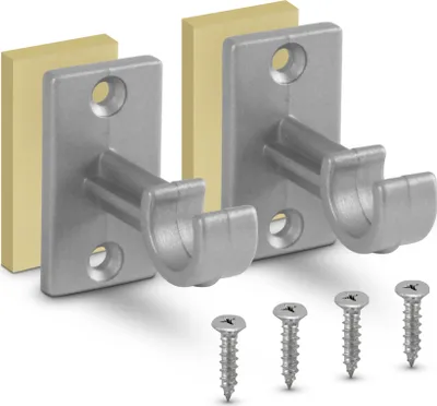Produktbild von Bestlivings 2 x 2er Pack Ersatzträger für Gardinenstangen bis Ø 12 mm in Silber (L 2,5 + 3,5cm), Träger für Cafehausstangen, Scheibenstangen