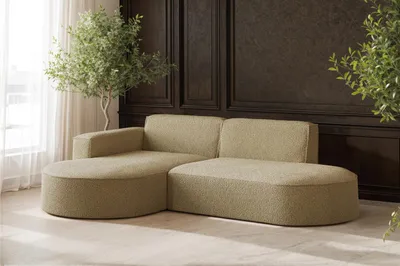 Obrázek produktu pro Rohová pohovka, designová pohovka ve tvaru L Modena látka Quelle Světle hnědá Vlevo