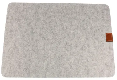 4er Set Platzsets Filz/Leder 33x45 cm hellgrau abwaschbar