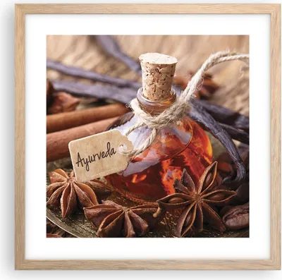 Produktbild von Gerahmtes Poster - Rahmen in heller Eiche - Ayurwenda Anis Vanille - 40x40 cm - Wand Bild - Wanddeko - Wandbilder - Wandposter - Bilderrahmen - Bilder - Kunstdruck - Wandbild - P2NAC40x40-4182