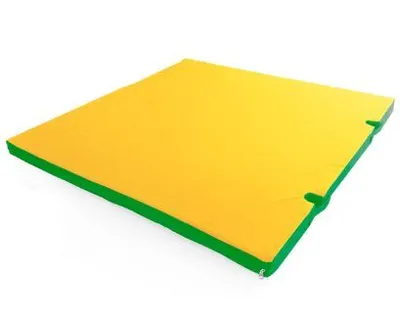 Zdjęcie produktu dla Mata gimnastyczna Gamma 100x100x8 z wgłębieniami na drabinki zielono-żółta