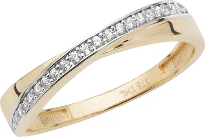 Produktbild von Eleganter 9 Karat (375) Gold Damen - Kreuz über Ring / Ring gekreuzt mit Zirkonia (synth.), 50 (15.9); TRS17067RSK