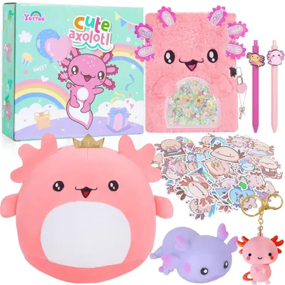 Productafbeelding van Axolotl Knuffelspeelgoed met Dagboek en Stickers voor Kinderen