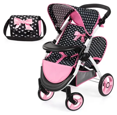 Image de Poussette pour jumeaux noire avec sac - Bayer Design