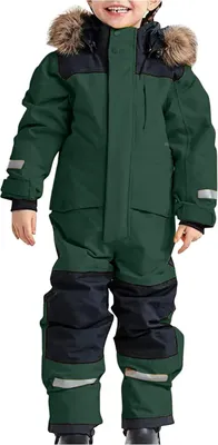 Obrázek produktu pro ASKSA Kids Unisex Ski Suit Thickened Warm Ski Coverall Zimní lyžařská kombinéza s kapucí Snow Coverall Waterproof Windproof Winter Suit,Army Green,Velikost:160