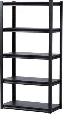 Productafbeelding van Ladenrek, draagvermogen 907 kg - 5 verstelbare planken - 41x82x161 cm - Metalen constructie, geschikt voor garage/keuken, zwart