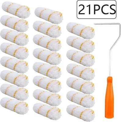 Productafbeelding van Famanu verfroller set, 20 stuks - inclusief rollerhouder